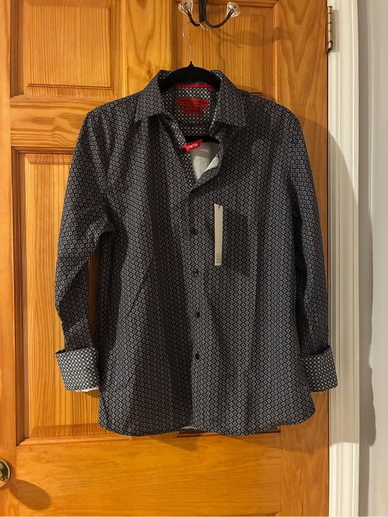 American Breed Other - Men's Geometric Print Dress Shirt - Black & White